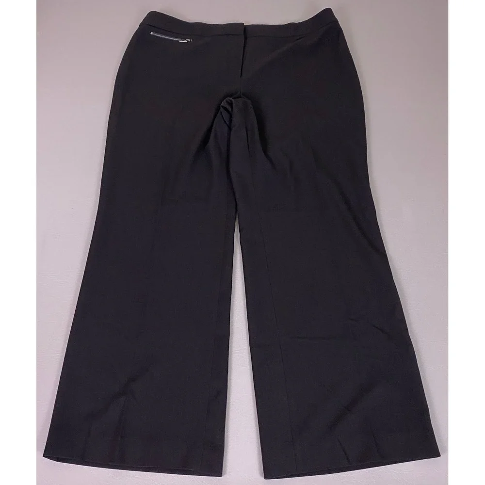 Jones New York Collection Wide Leg Pants Womens 14 Black Stretch Trousers Career